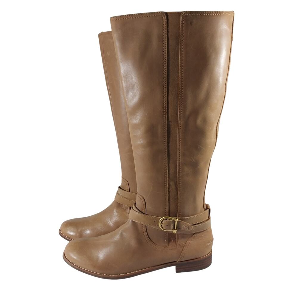 NWOT- FLAWED! SPERRY TOPSIDER! FAWN BEIGE/TAN GENUINE LEATHER BOOTS! SZ 9.5M